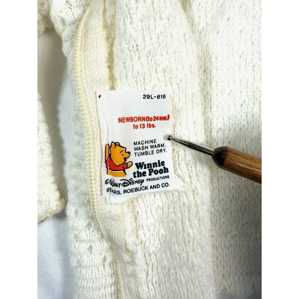 VINTAGE SEARS Unisex Winnie The Pooh‎ Knit Hooded Sweater Newborn